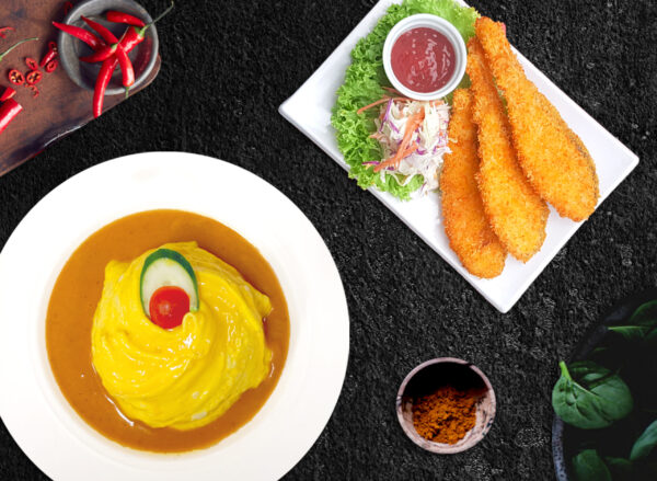 Curry Salmon Fish Fillet Omurice