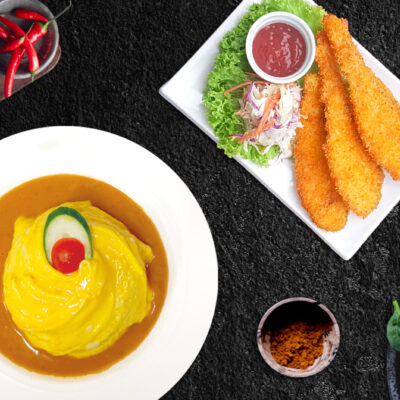 Curry Salmon Fish Fillet Omurice